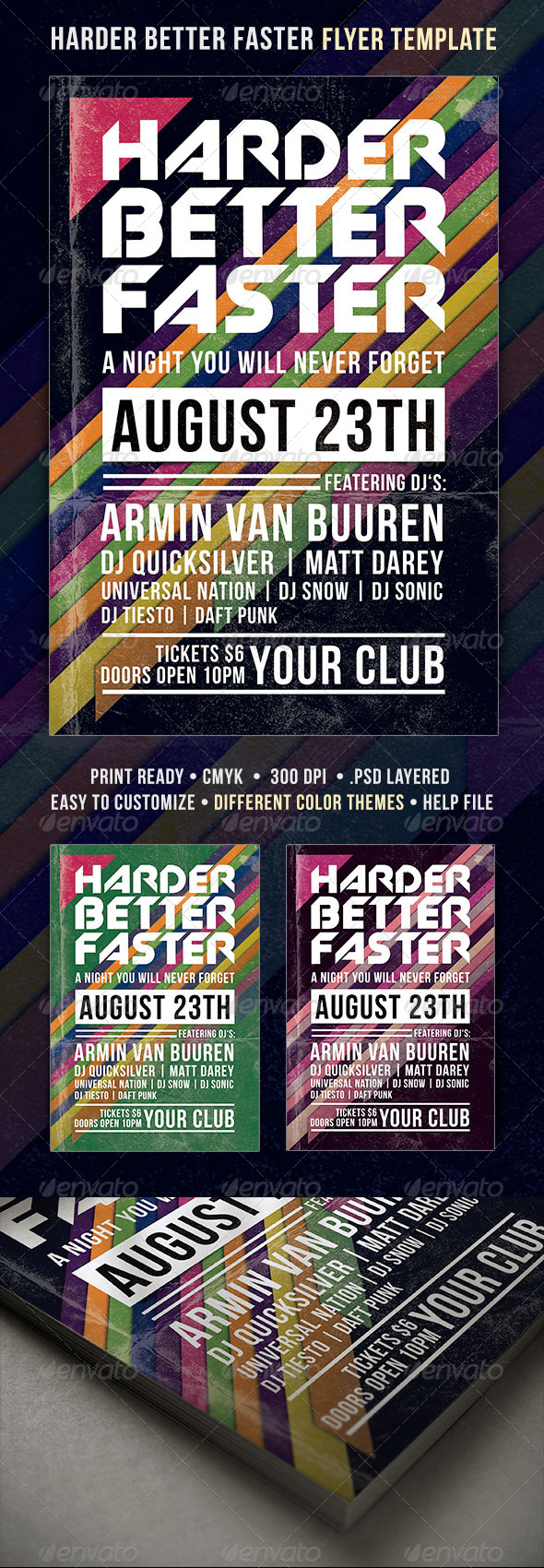 Harder Better Faster Flyer - Clubs & Parties Events