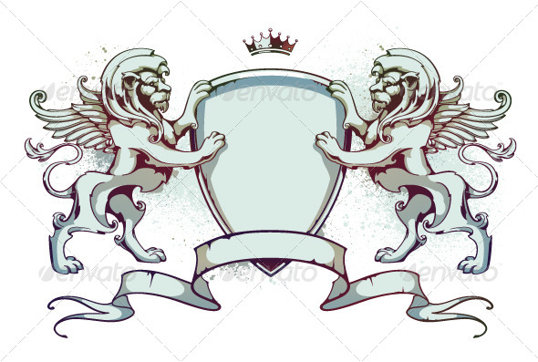 GraphicRiver Vintage lion on shield 4190750 GraphicRiver Vintage lion on shield 4190750