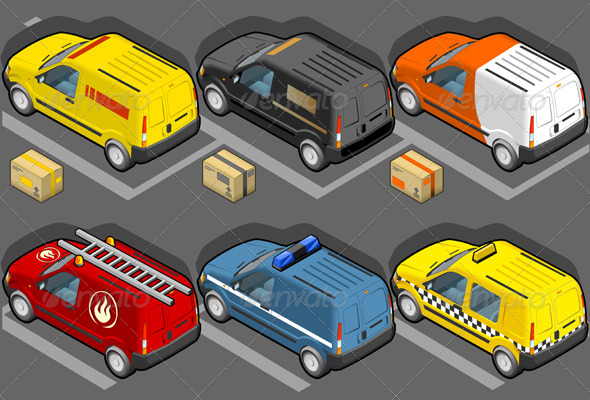 GraphicRiver Isometric Van in Six Livery 4200514 GraphicRiver Isometric Van in Six Livery 4200514