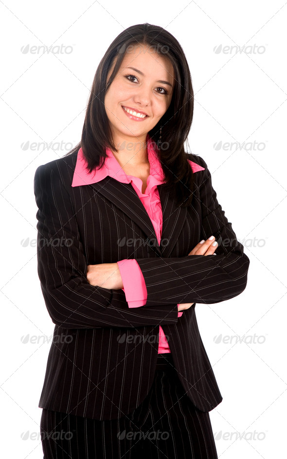 business woman portrait - isolated - Stock Photo - Images