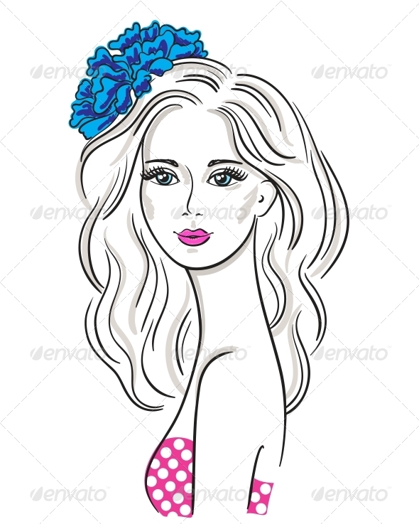 GraphicRiver Portrait of a Girl with a Flower Bow 4228498 GraphicRiver Portrait of a Girl with a Flower Bow 4228498