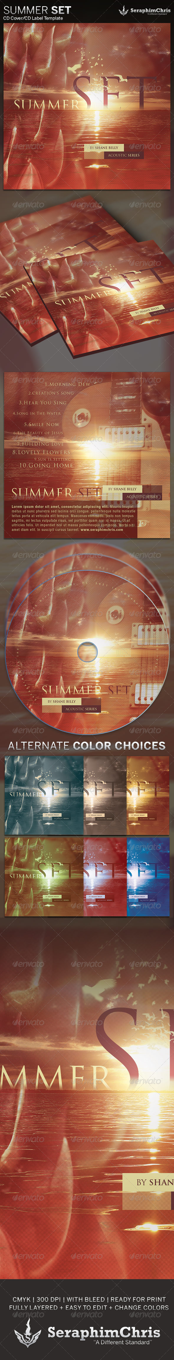 Summer Set: CD Cover Artwork Template - CD & DVD artwork Print Templates
