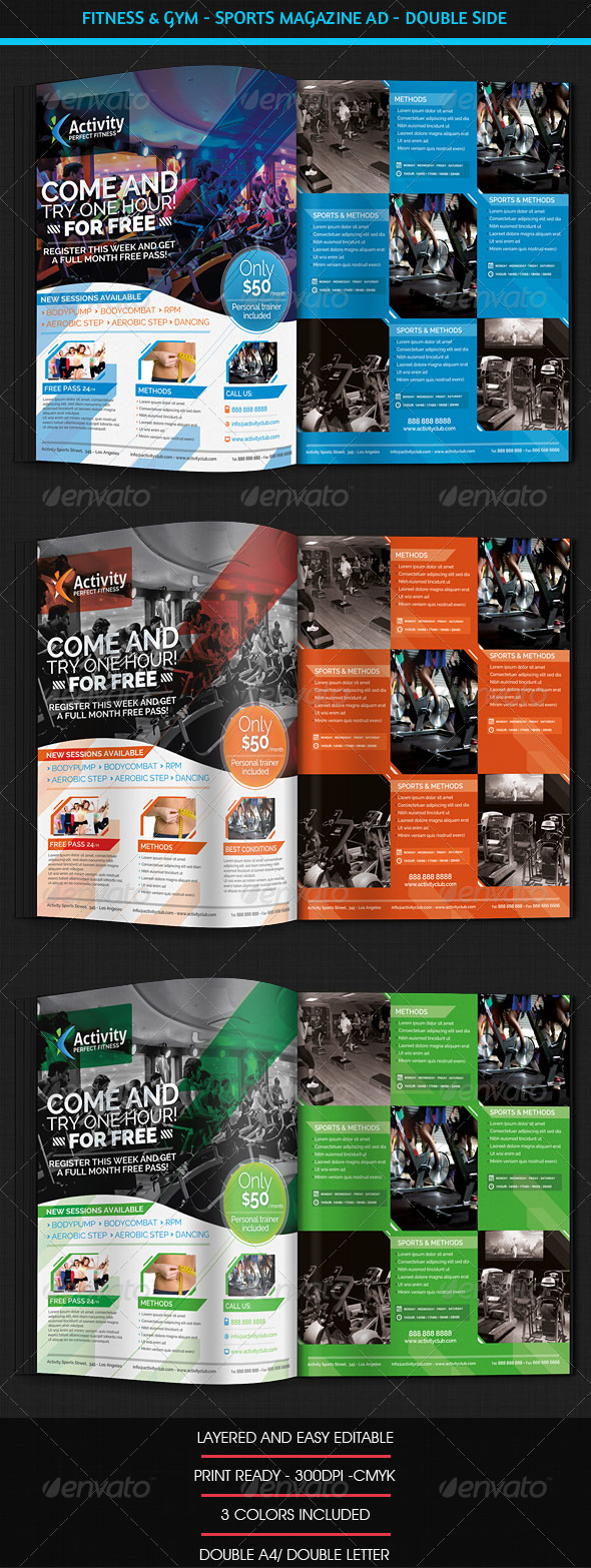 Fitness & Gym - Sports Magazine Ad - Magazines Print Templates