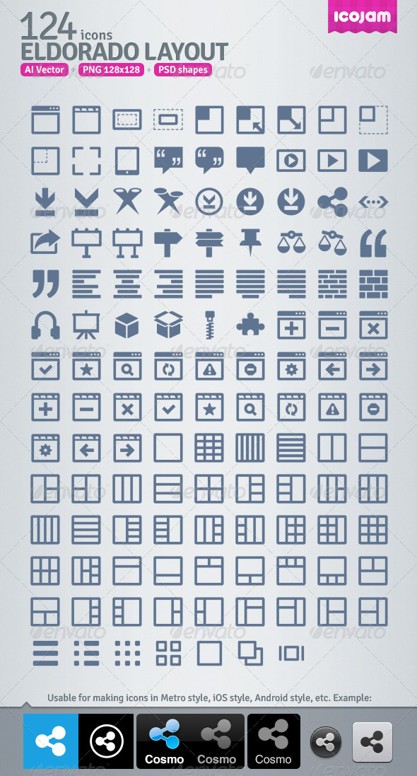 124 AI and PSD Layout strict Icons - Web Icons