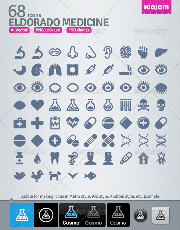 68 AI and PSD Medicine strict Icons - Technology Icons