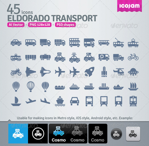 45 AI and PSD Transport strict Icons - Technology Icons