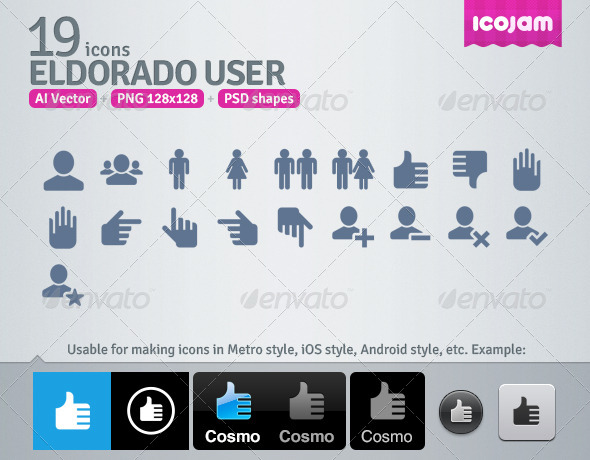 19 AI and PSD User strict Icons - People Characters