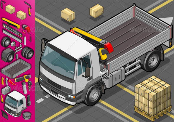 GraphicRiver Isometric Container Truck in Front View 4261741 GraphicRiver Isometric Container Truck in Front View 4261741