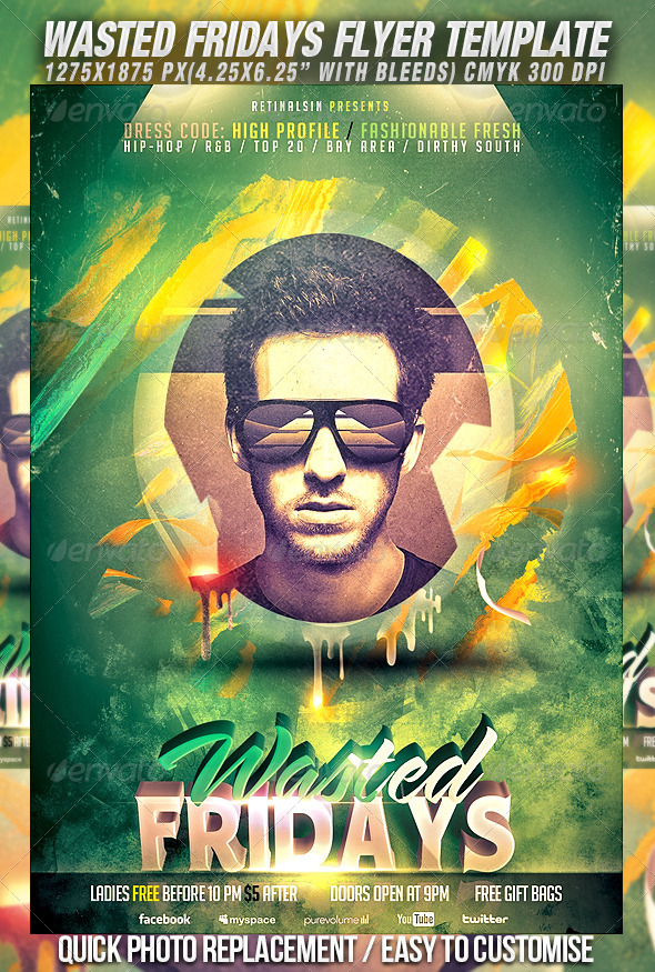 Wasted Fridays Flyer Template - Clubs & Parties Events