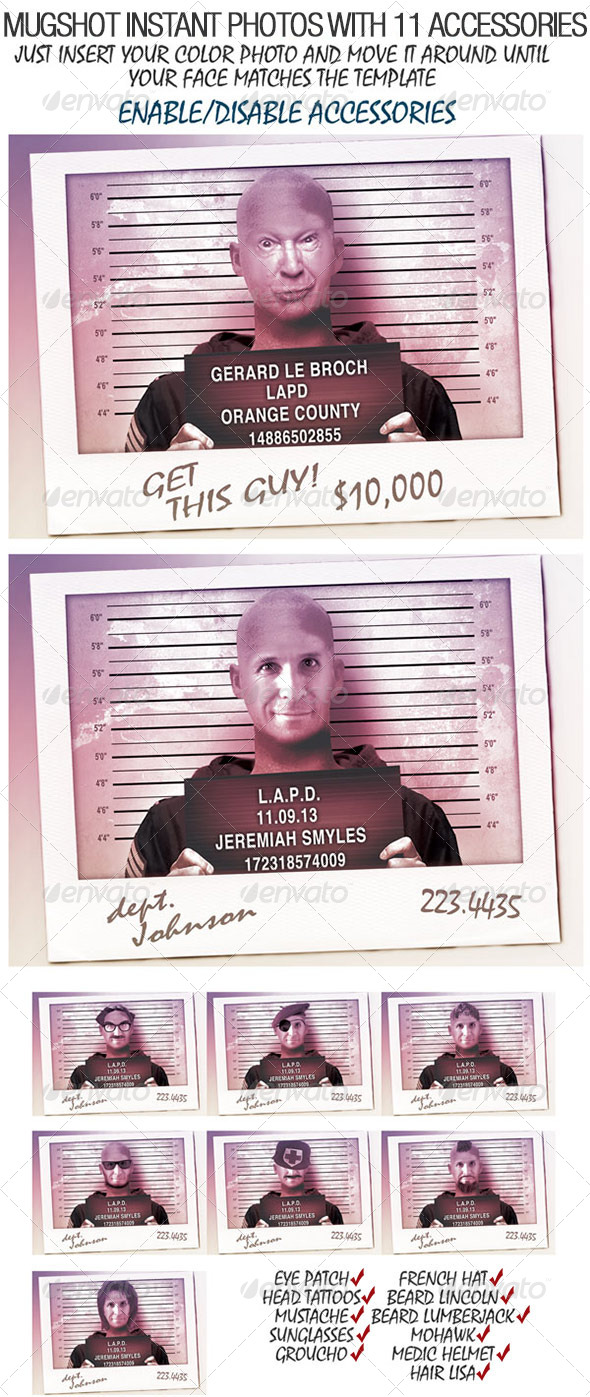 Mugshot photo Generator, CMYK, 300dpi - Miscellaneous Print Templates