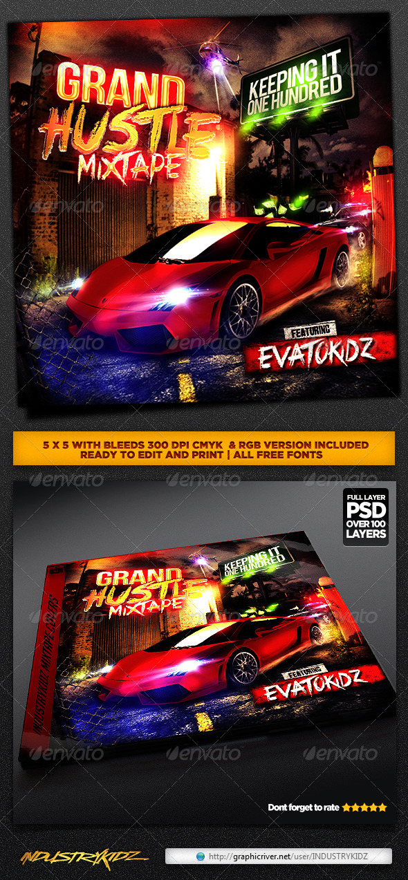 Hip Hop Mixtape CD Cover - CD & DVD artwork Print Templates