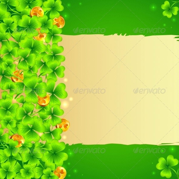 GraphicRiver Green Clovers Background with Golden Coins 4281533 GraphicRiver Green Clovers Background with Golden Coins 4281533