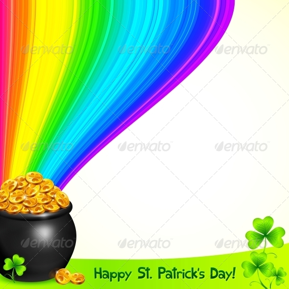 GraphicRiver Magic Pot with Gold under the Rainbow 4281552 GraphicRiver Magic Pot with Gold under the Rainbow 4281552