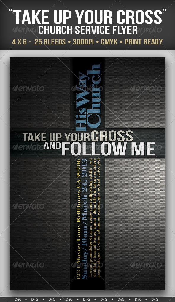 "Take up your Cross" Church Service Flyer - Church Flyers