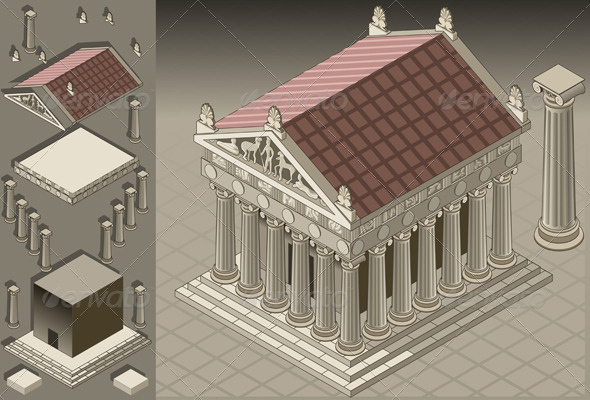 GraphicRiver Isometric Greek Temple in Ionic Architecture 4285554 GraphicRiver Isometric Greek Temple in Ionic Architecture 4285554