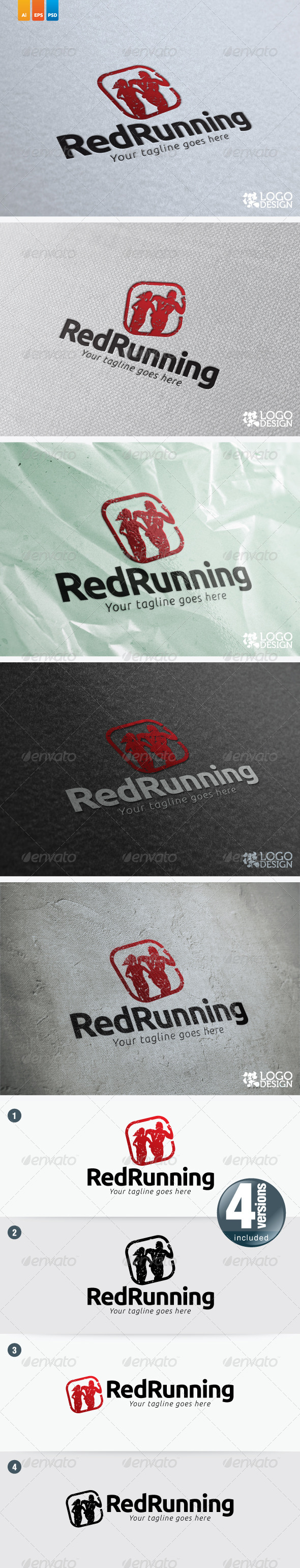 Red Running - Humans Logo Templates