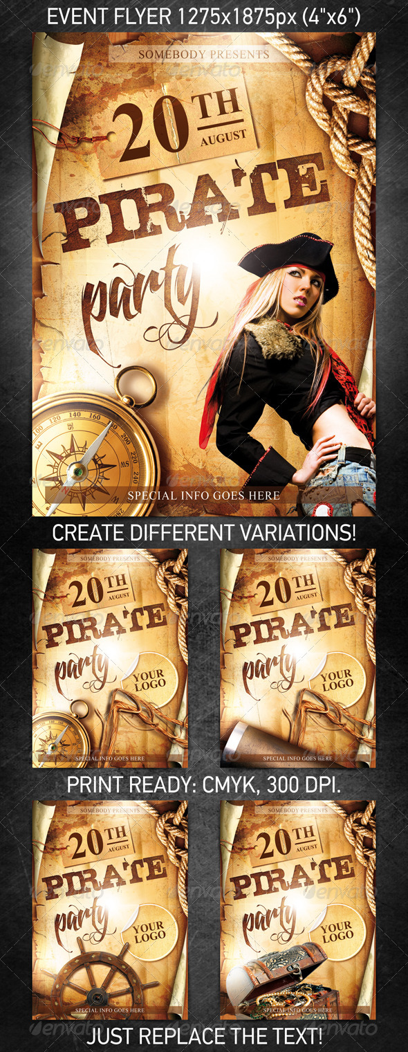 Pirate Party Event Flyer - Clubs & Parties Events