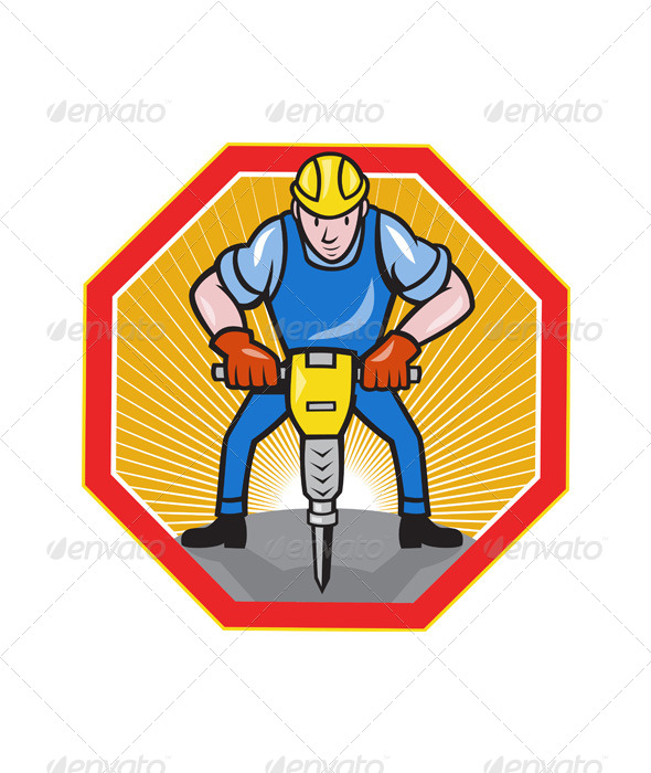 GraphicRiver Construction Worker Jackhammer Pneumatic Drill 4291421 GraphicRiver Construction Worker Jackhammer Pneumatic Drill 4291421