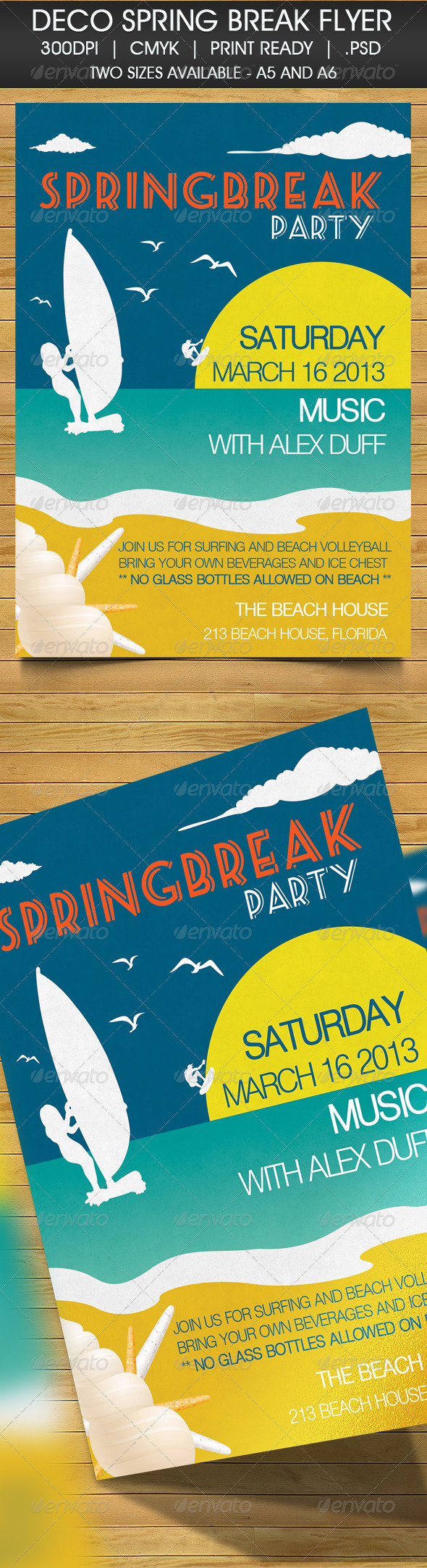 Deco Spring Break Beach Party Invitation - Cards & Invites Print Templates