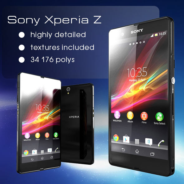 Smartphone Sony Xperia Z (Black, HQ) - 3DOcean Item for Sale