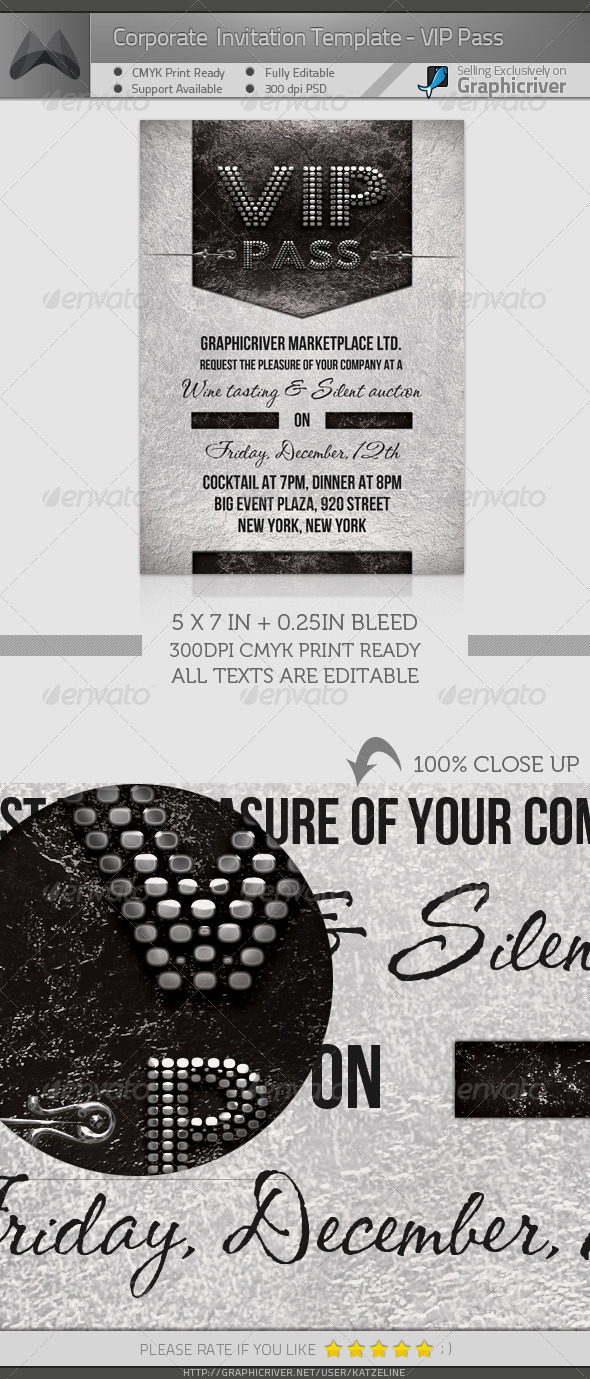 Corporate Invitation - 'VIP Pass' - Invitations Cards & Invites