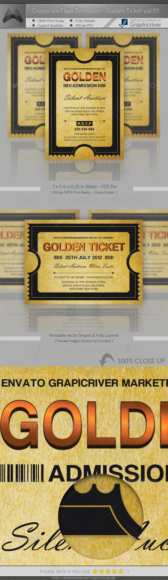 Corporate Invitation - Golden Ticket - Invitations Cards & Invites