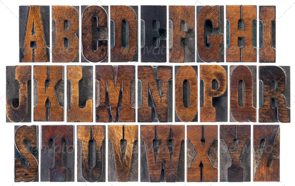 antique wood type alphabet - Stock Photo - Images