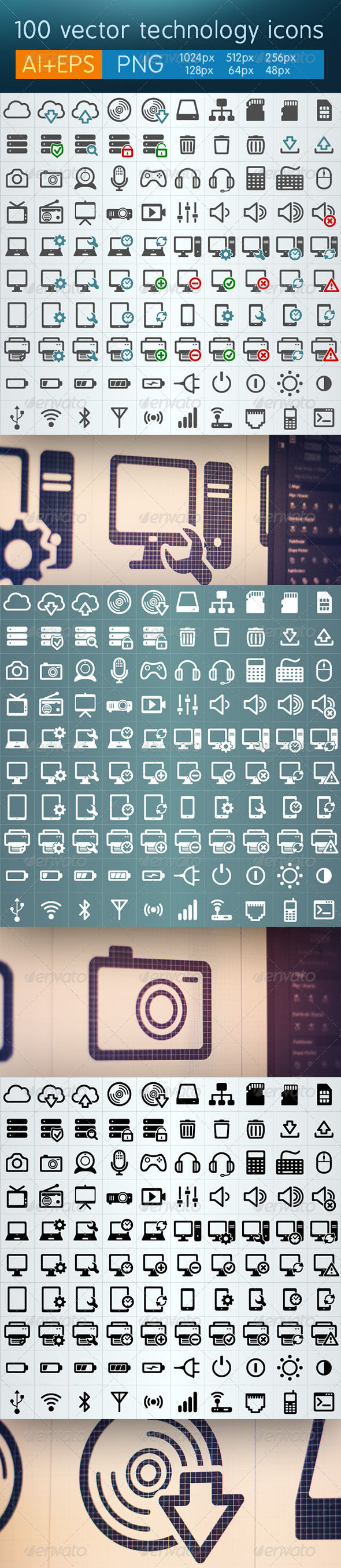 GraphicRiver 100 Vector Technology Icons 4309001 GraphicRiver 100 Vector Technology Icons 4309001