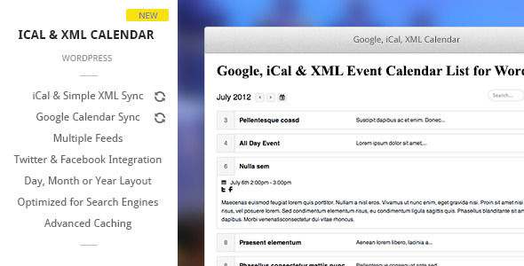 Google, iCal & XML Event Calendar for Wordpress - CodeCanyon Item for Sale