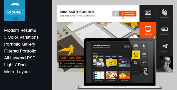 ThemeForest Flat Resume Virtual Business Card PSD 4312291 ThemeForest Flat Resume Virtual Business Card PSD 4312291