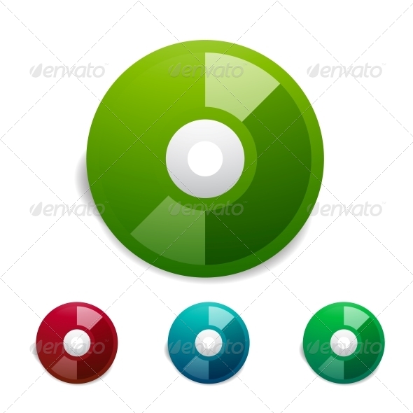 Colorful CD Icon Set - Computers Technology