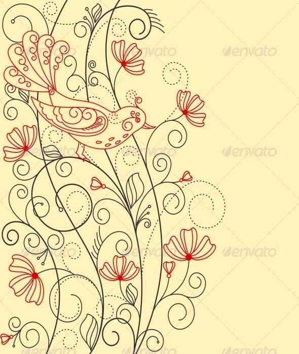 GraphicRiver Abstract Floral Background with Bird 4322529 GraphicRiver Abstract Floral Background with Bird 4322529