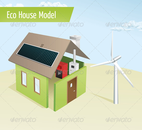 Eco House Model - Objects Vectors