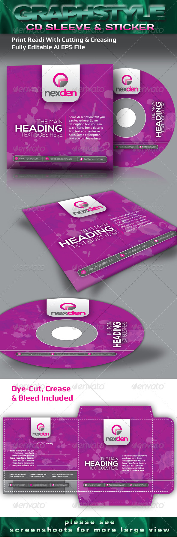 GraphicRiver Nexden CD Sleeve & Sticker 4333532 GraphicRiver Nexden CD Sleeve & Sticker 4333532