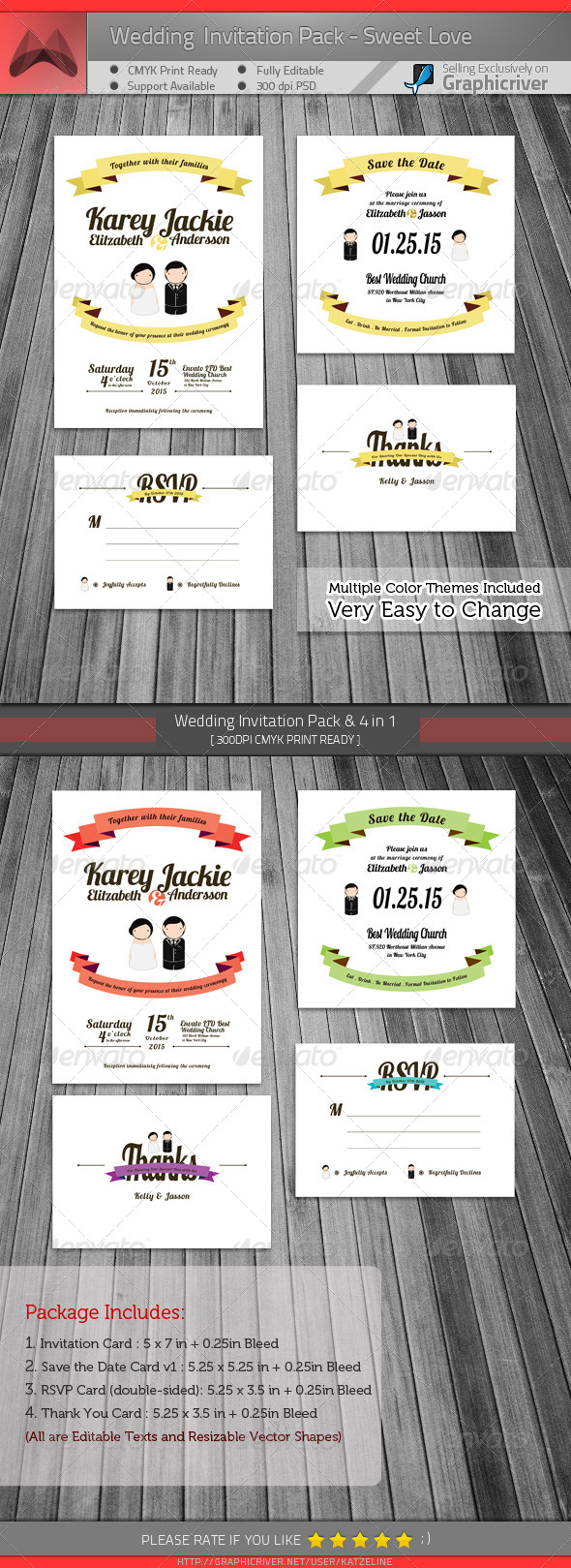 Wedding Package - 'Sweet Love' - Weddings Cards & Invites