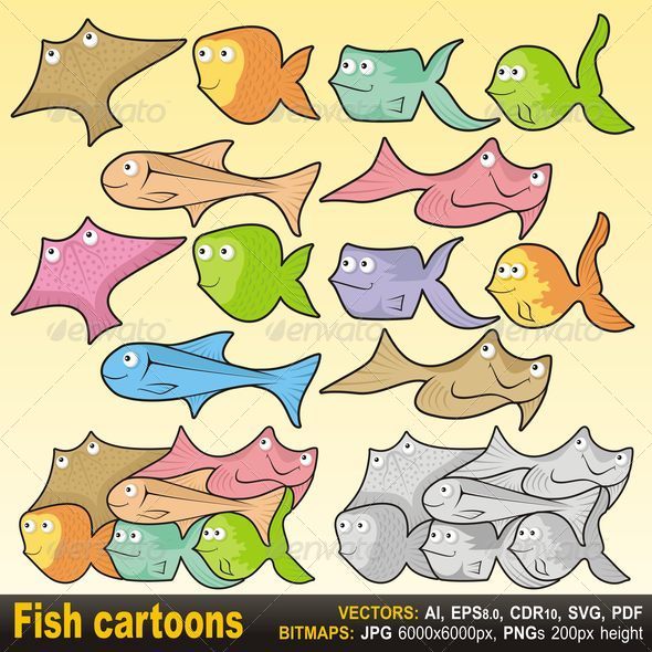 GraphicRiver Fish Cartoons 4340077 GraphicRiver Fish Cartoons 4340077