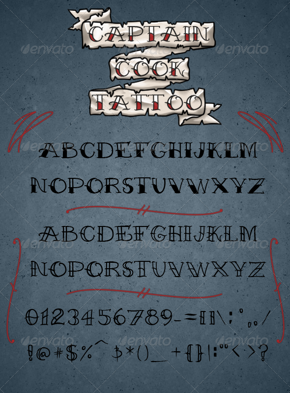 Captain Cook Tattoo Font - Miscellaneous Decorative