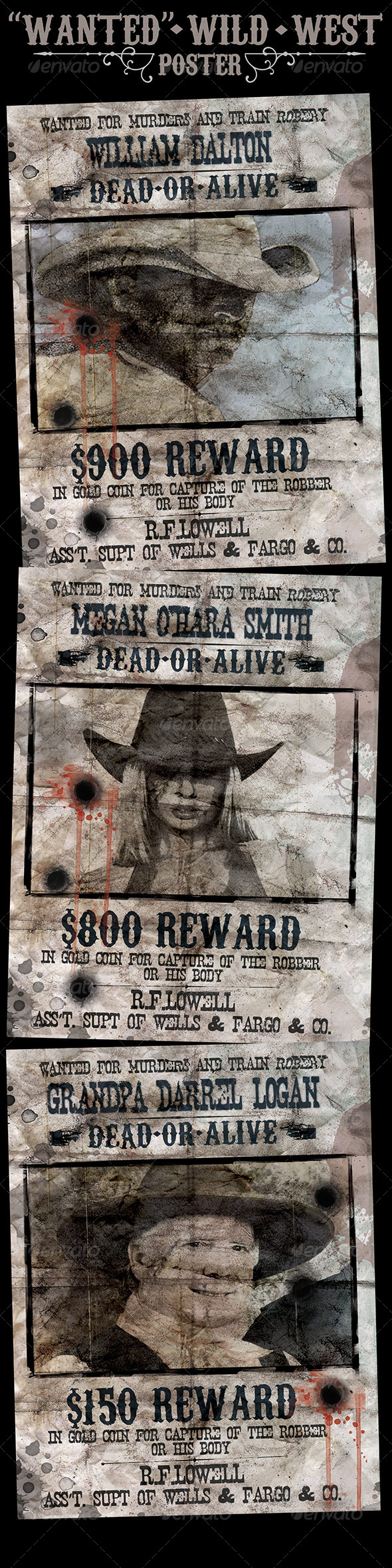 "Wanted" Poster - Wild West Style - Flyers Print Templates