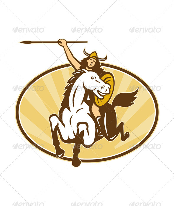 GraphicRiver Valkyrie Riding Horse Retro 4344972 GraphicRiver Valkyrie Riding Horse Retro 4344972