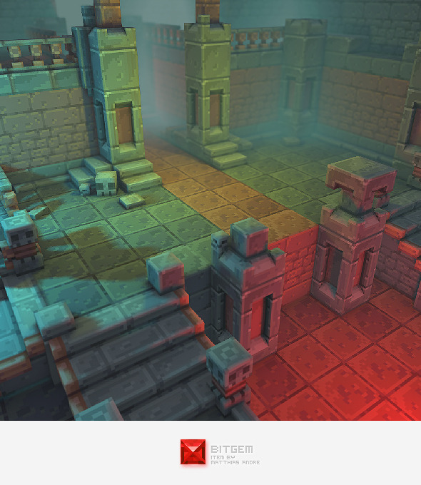 Low Poly 3D Pixel Dungeon Set 01 - 3DOcean Item for Sale