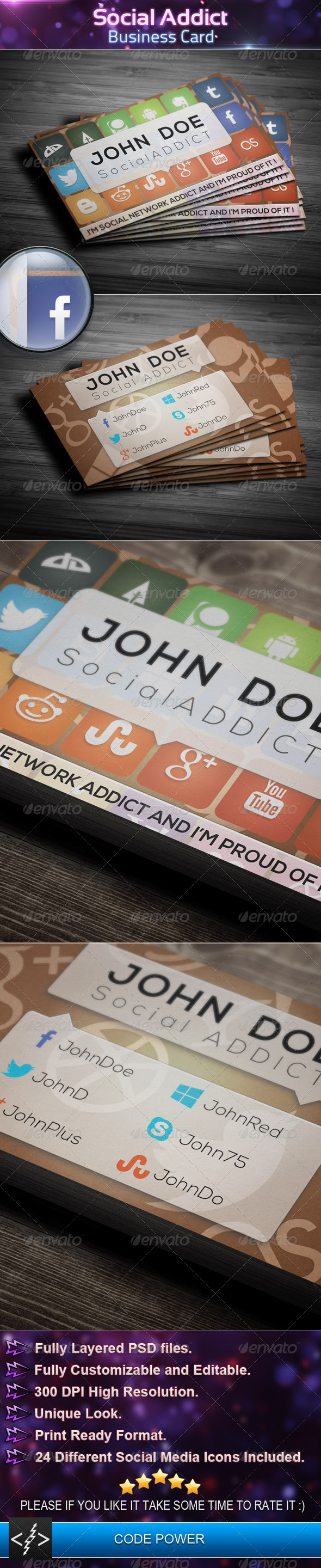 GraphicRiver Social Addict Business Card 4359487 GraphicRiver Social Addict Business Card 4359487
