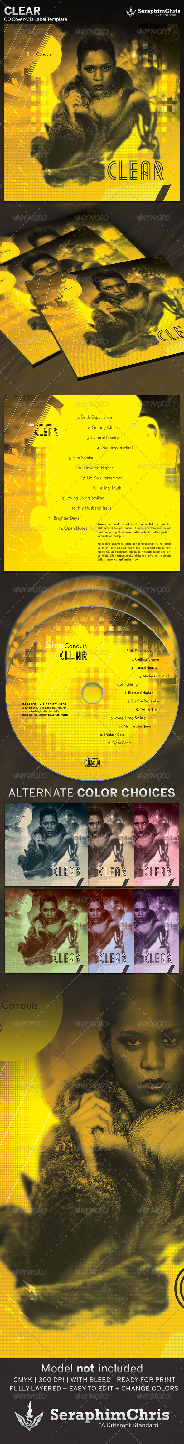 Clear: CD Cover Artwork Template - CD & DVD artwork Print Templates