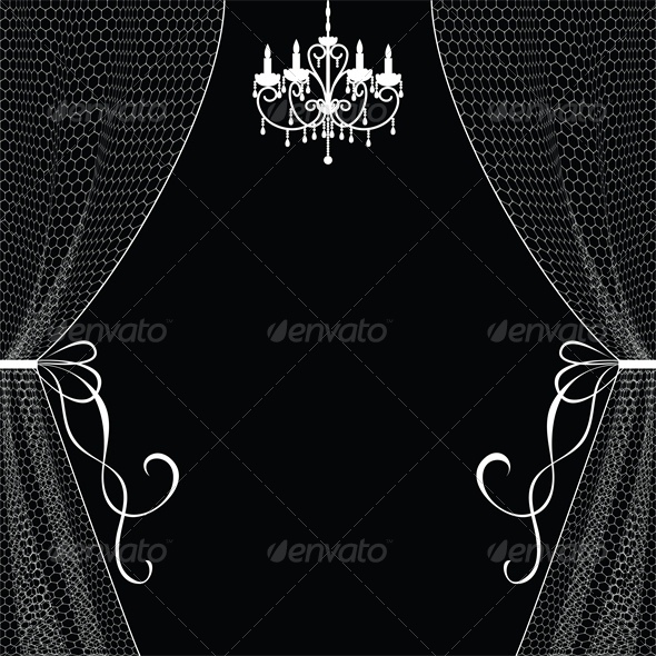 GraphicRiver Vintage Card with Chandelier and Curtains 4364730 GraphicRiver Vintage Card with Chandelier and Curtains 4364730