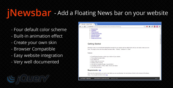 JNewsbar - jQuery Floating News bar - CodeCanyon Item for Sale