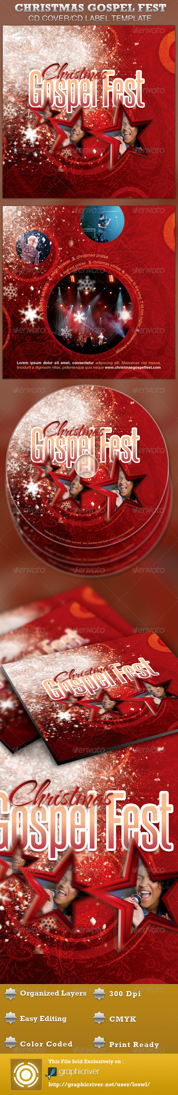 Christmas Gospel Fest CD Artwork Template - CD & DVD artwork Print Templates