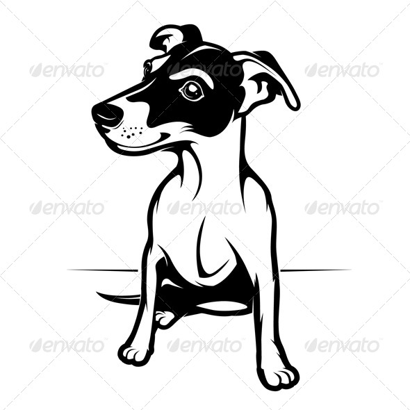 jack russel terrier outline black white cow