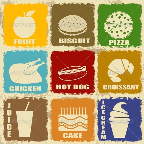 GraphicRiver Set of Vintage Food Icons 4380713 GraphicRiver Set of Vintage Food Icons 4380713