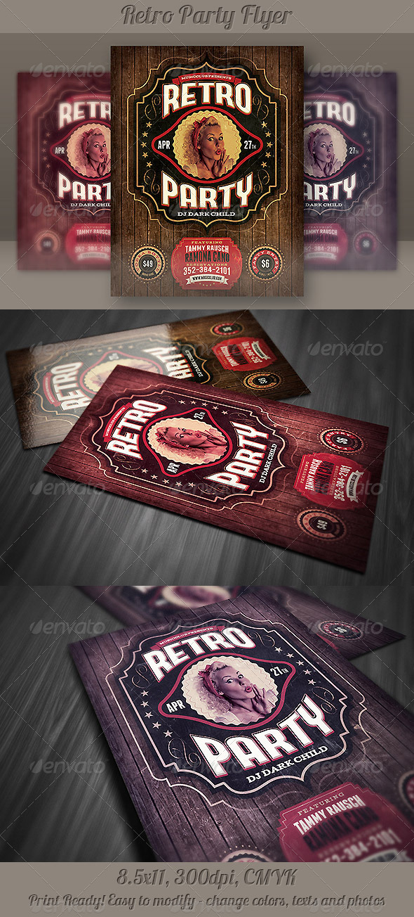 GraphicRiver Retro Party Flyer Template 4381480 GraphicRiver Retro Party Flyer Template 4381480