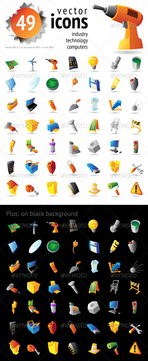 GraphicRiver Icons for Industry Technology and Computers 4381735 GraphicRiver Icons for Industry Technology and Computers 4381735