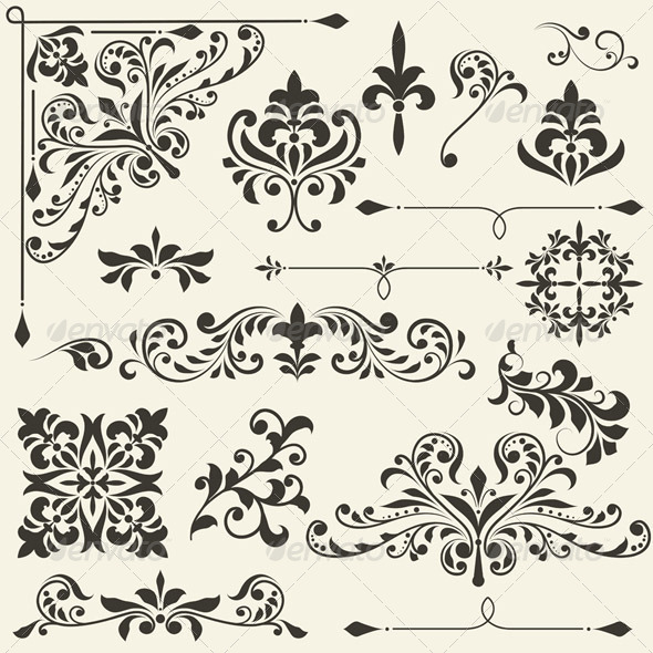GraphicRiver Vector Vintage Floral Design Elements 4382212 GraphicRiver Vector Vintage Floral Design Elements 4382212